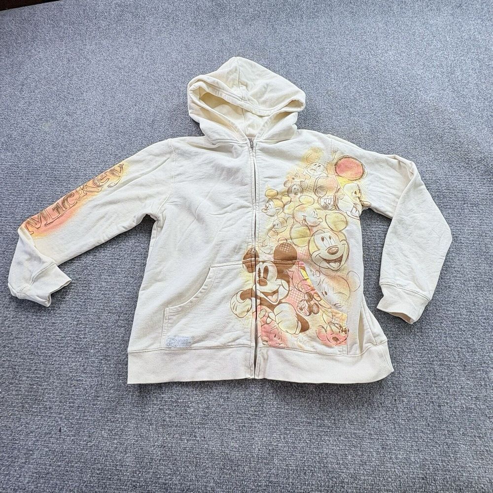 Disney Store Hoodie Womens L Mickey Mouse All Over Print Zip Studio Y2K *read